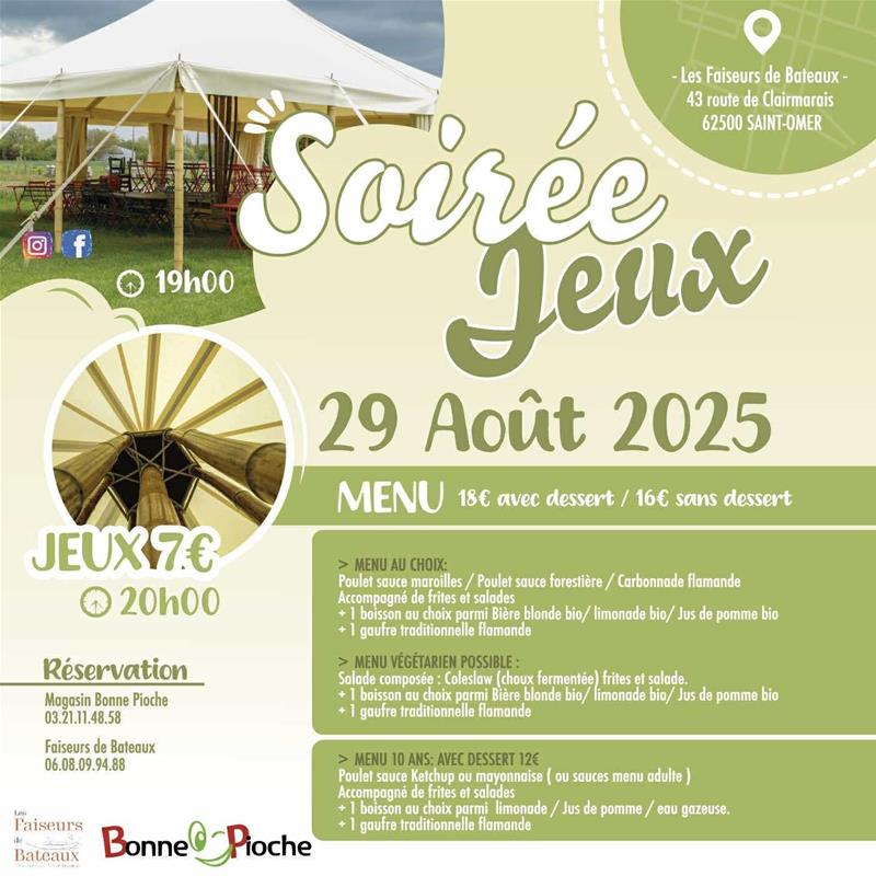 Affiche de la prochaine soirée jeux